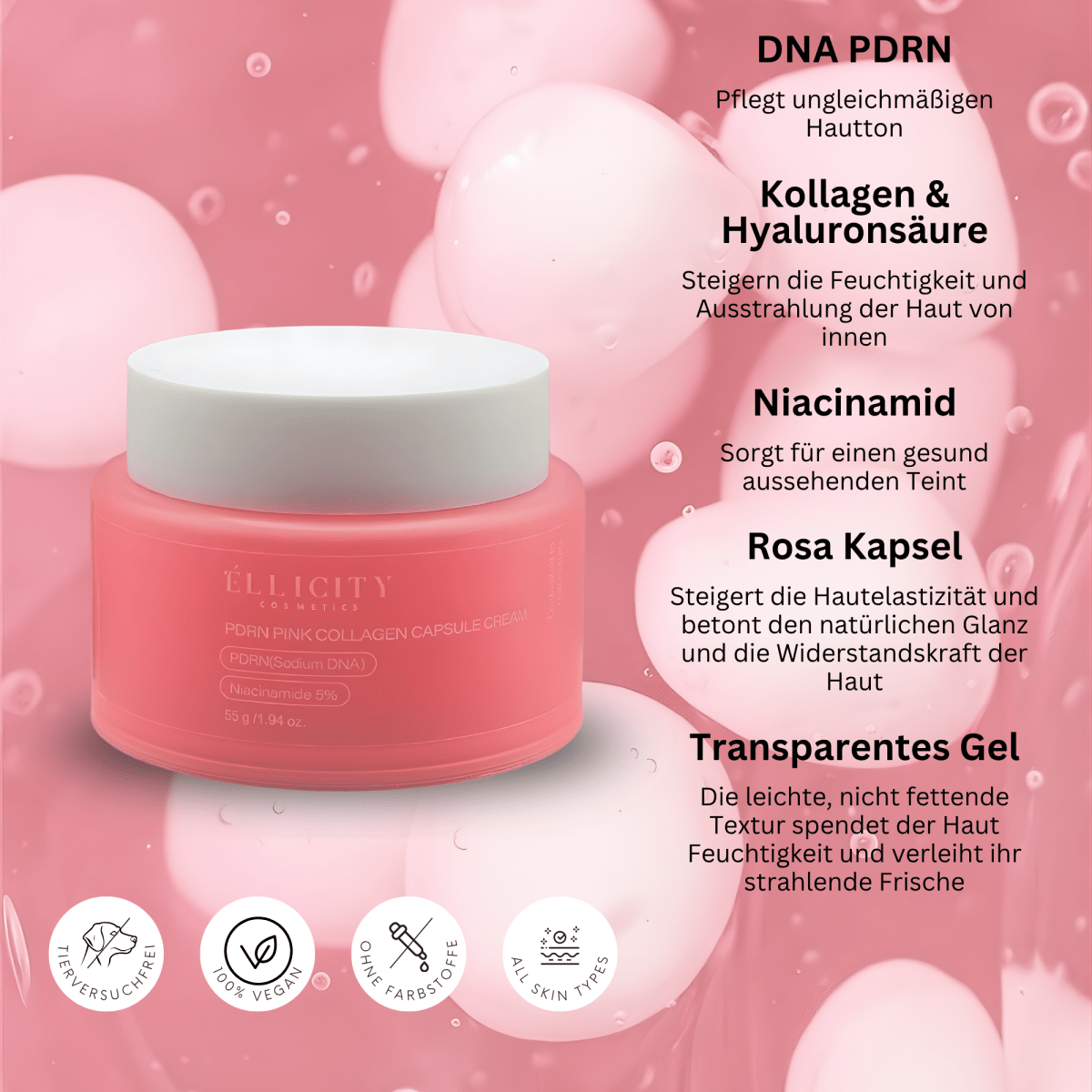 Korean Pink Capsule Cream I Intensiv. Aufbauend. Jugendlich – mit jeder Anwendung sichtbar glattere Haut